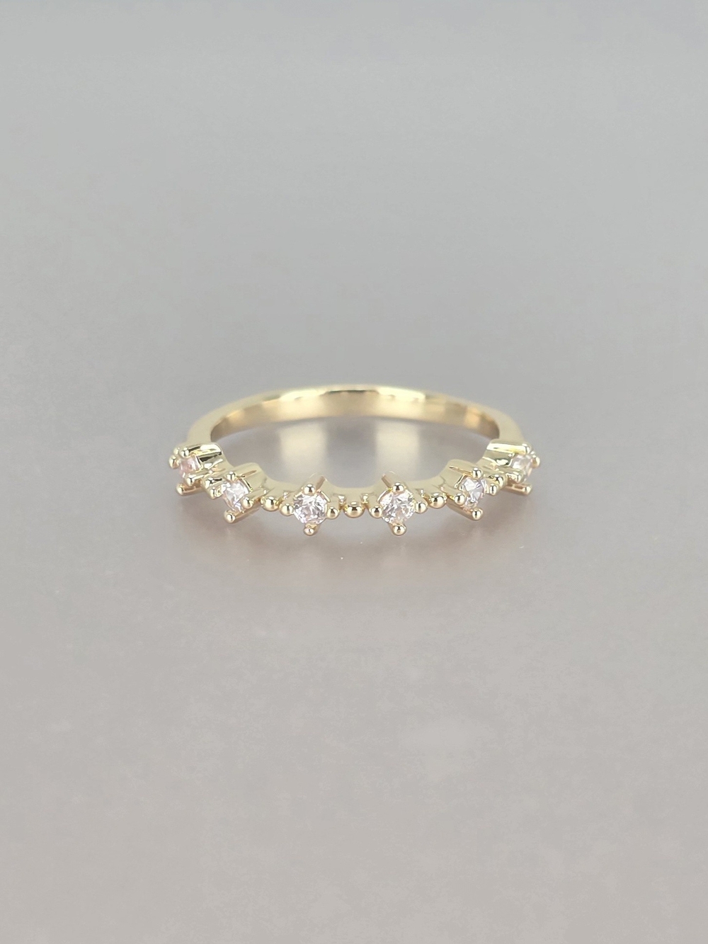Gold CZ Crown Band Ring